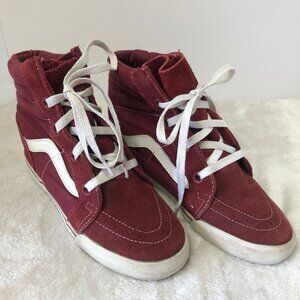 Vans Sk8-Hi Women’s Shoe Red Hidden Wedge Suede Canvas Sneaker Size 8